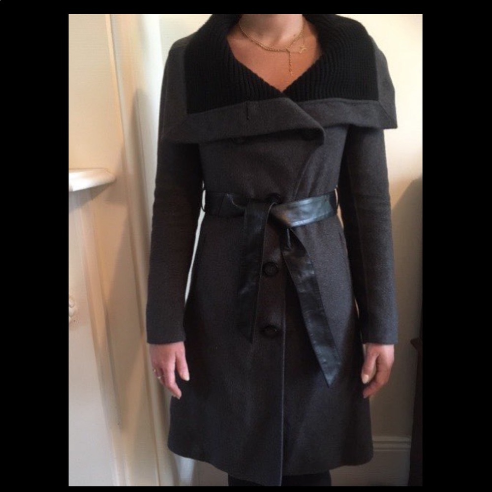 Grey Mackage Coat with Black Leather belt. Almost new.